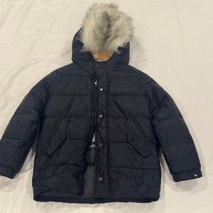 Abercrombie & Fitch Black Puffer Jacket with Faux Fur Hood